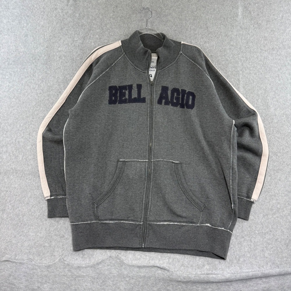 J. America Bellagio Track Jacket Mens XL Gray y2k Full Zip Fleece Sweatshirt